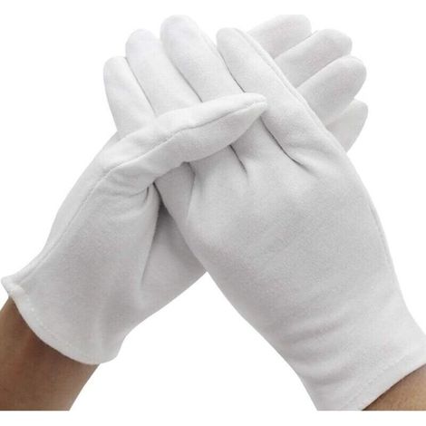 Gants en coton, gants blancs en coton pour le travail et la protection - 10 paires XL (épaisseur moyenne) 100% coton pour le travail, la sécurité et l'étiquetage (XL) (1/5)