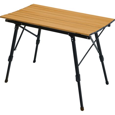JAWINIO Campingtisch klappbar Falttisch höhenverstellbar Aluminium Holzoptik/Schwarz (1/5)