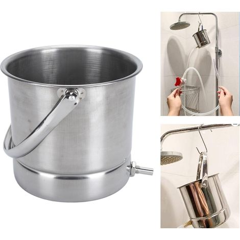 Kit de nettoyage colique manuel de Luxe, Bucket Enema Kit modèle FRC 1600, Kit de lavement colon avec réservoir en acier inoxydable 1.6L rechargeable (16.39oz, 14.5x13cm) avec 6 accessoires et sac de (1/5)