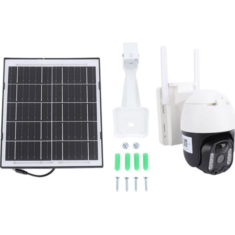 Ortviai Caméra de sécurité solaire 1920×1080P avec panneau solaire intégré, rotation 320°, version 4G pour extérieur