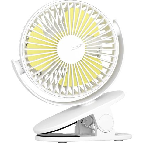 Mini ventilatore a clip, piccolo ventilatore USB con batteria ricaricabile da 4000 mAh, 4 velocità, massimo 14 ore, piccolo e silenzioso per letto, scrivania, passeggino - Bianco latte