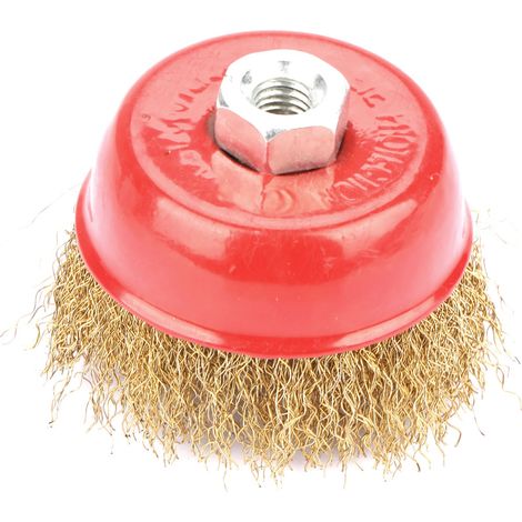 Ortviai Brosse à cupules en fil d’acier 75 mm M10×1,5 pour meuleuse rotative – polissage et décapage métal (1/5)