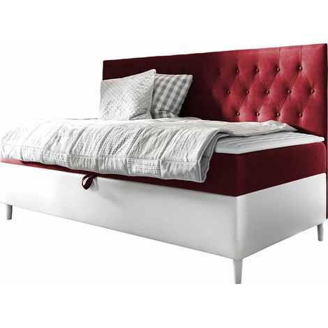 Cama continental Lucus II, Soft 017 + Fresh 8, Individuales, Continental, 80x200, Cuero ecológico, Tapiz, Somieres, 88x202x115cm (1/5)