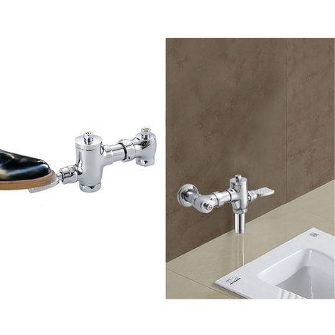 Fußbetätigtes Spülventil aus Messing, einziehbares WC-Spülventil, Badezimmerzubehör (1/5)