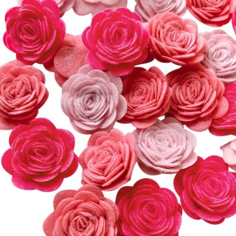 Fleurs Artificielles - Roses En Feutrine Non Tissée - 3 Cm - Auto-Adhésives - Décoration DIY - 24 Pièces (1/5)
