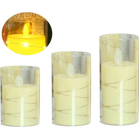 3 flammenlose Acrylkerzen, batteriebetrieben, realistische LED-Kerzen für Geburtstag, Weihnachten, Hochzeit, Tanzmodell (1/5)