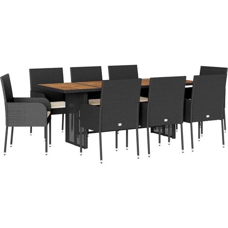Maison Exclusive - Set de comedor de jardín 9 pzas y cojines ratá (1/5)