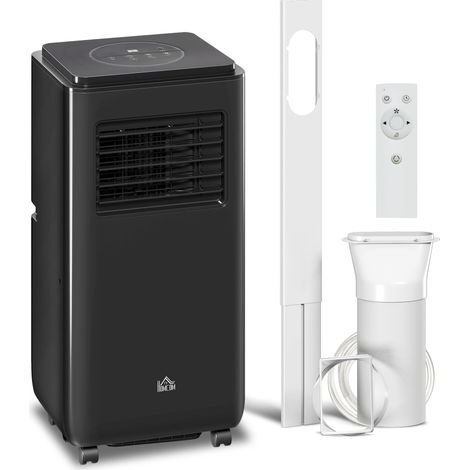 Climatiseur portable 950 W avec 5 modes et 3 vitesses. Fabriqué en plastique ABS et en acier. 33 x 28 x 70,4 cm. Noir.