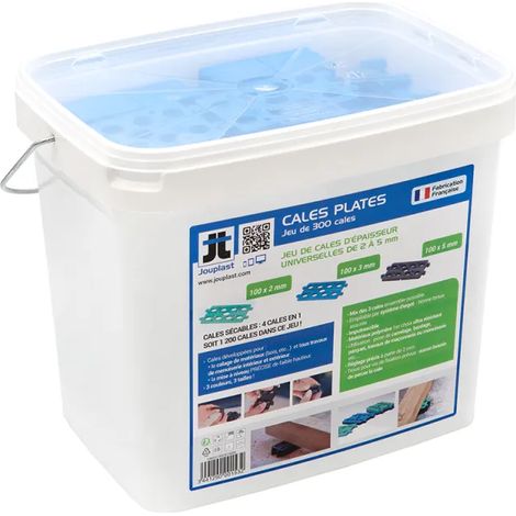 Cubo de 3 x 100 cuñas planas universales divisibles en 4 – JOUPLAST
