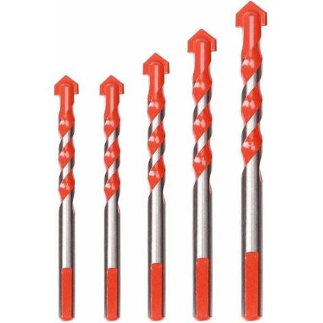 Juego de 5 brocas para azulejos y vidrio, brocas para gres porcelánico, brocas de diamante, brocas para azulejos, 6 mm, 8 mm, 10 mm, 12 mm Brocas multimaterial para cerámica, hormigón, azulejos, ladri