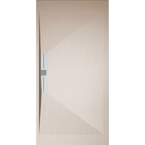 Mineralguss-Duschwanne extra flach EDIS Schieferoptik BEIGE 90x180 cm (1/4)