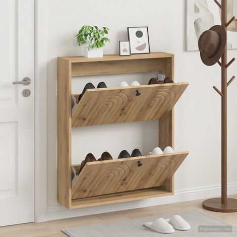 vidaXL Wall-Mounted Shoe Cabinet ALKMAAR 71 x 17 x 86 cm Artisan Oak (1/5)