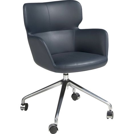 Chaise bureau pivotante design bleu marine Angel Cerda - Bleu marine raffiné en simili-cuir (1/5)