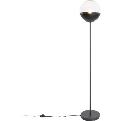 Retro Floor Lamp Black with Clear Glass - Eclipse