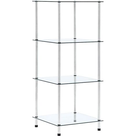 Étagère 4 niveaux Meuble Étagère Meuble de rangement Transparent 40x40x100 cm Verre trempé 28018 (1/5)