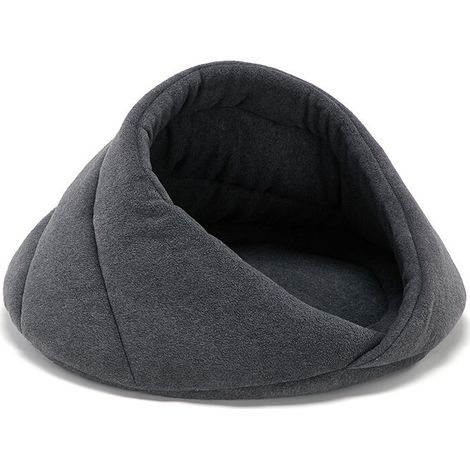 Katzenkissen und -matte, Bequemes Katzenhöhlenbett, Warmer Fleece-Katzenschlafsack, Halbüberdachte Haustierhöhle und Kissen, Wärmerer Hundebettkorb-M (1/3)