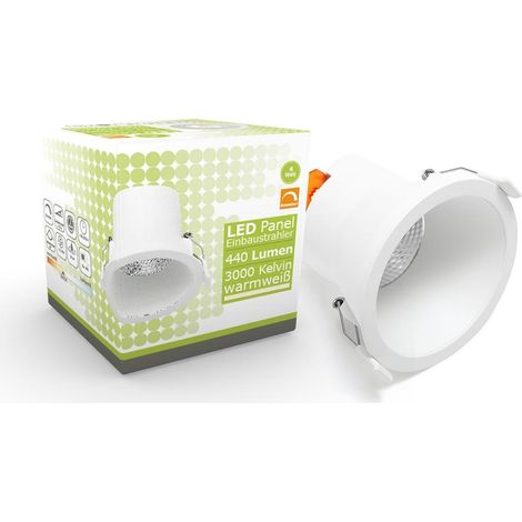 LED Einbaustrahler 6W Ø81mm 40° dimmbar - Lichtfarbe: Warmweiß 3000K - Farbe: Weiß (1/5)
