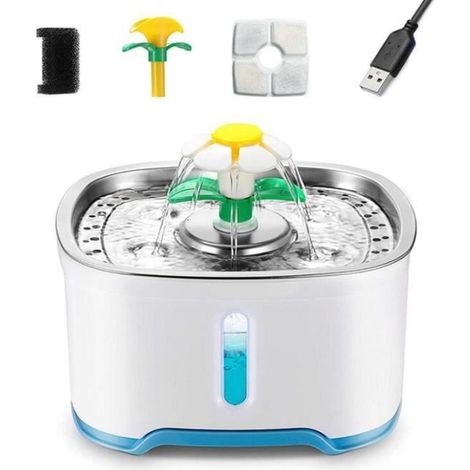 ZHOUXI - Fontaine à Eau pour Chat Silencieuse 2,5L Fontaine pour Chat Chien avec Fenêtre de Niveau d\'eau Veilleuse à LED (1/3)