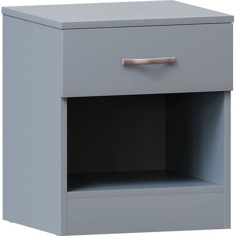 Riano 1 Drawer Bedside Table Cabinet Chest Nightstand Bedroom Furniture, Grey (1/5)