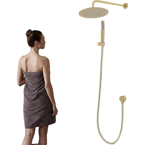 Douche Plafonnier, 25 cm de Diamètre, Matériau en Laiton Premium, Design Mural, Tuyau Flexible, Mode Douche Pluviale (1/5)