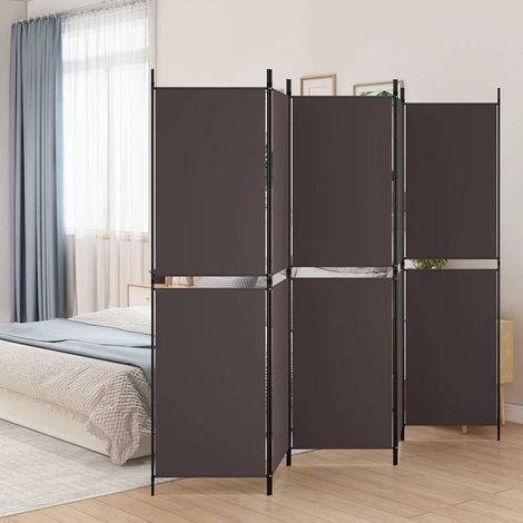 Paravent de séparation 5 panneaux en tissu marron 250 x 180 cm pliable - PANGIVO (1/5)