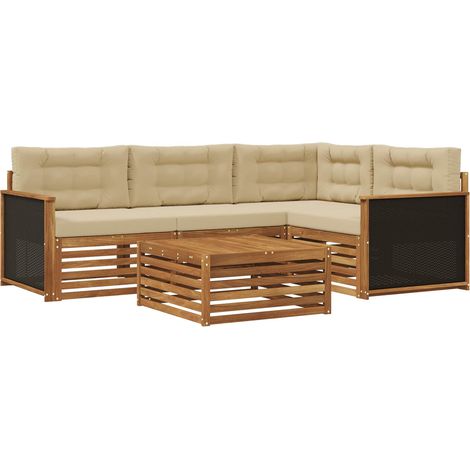 Outdoor Sofa Set 5 pcs Natural and Beige 79 x 79 x 37 cm vidaXL (1/5)