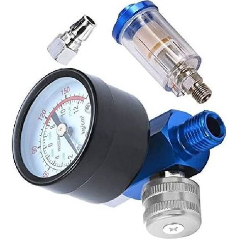 140PSI 1/4 Pistolet à Peinture en aérosol régulateur de Pression d'air jauge compresseur aérographe et Filtre de piège à Eau en Ligne (1/5)
