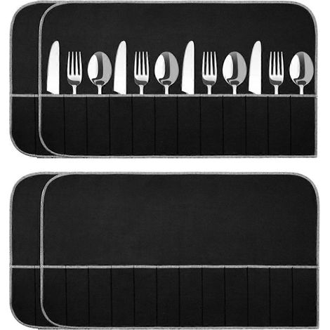 Cutlery storage bags, felt cutlery organizer bags, stain-resistant and protective cutlery bags, 4-pack