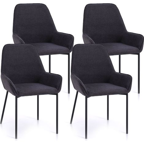 Set 4 Sedie 54x53x89 cm in Similpelle Grigio Scuro (1/4)