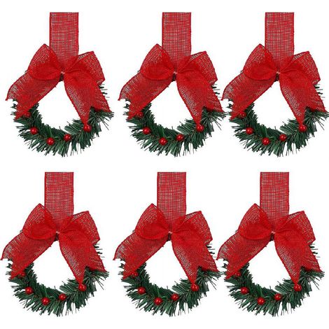 Guirlande De Noël Mini - 13 Cm - Pour Armoire Cuisine - Ruban En Jute - Baies Rouges - 6 Pièces (1/5)