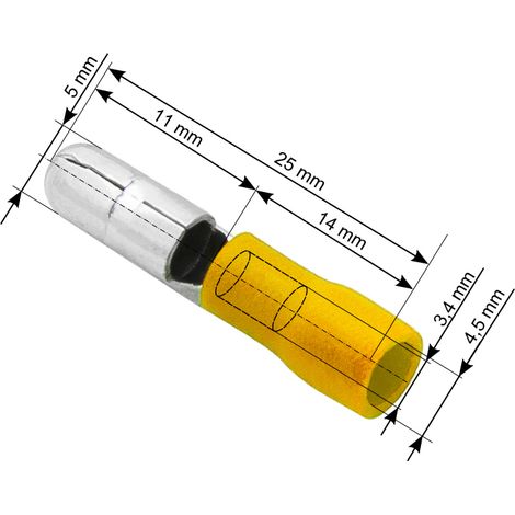 Connettore isolato 5/25 mm giallo, 100 pezzi