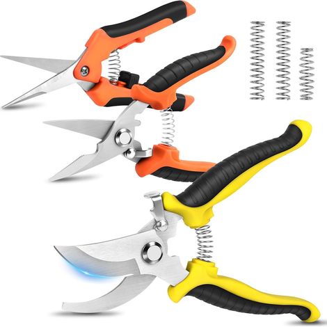 3PCS Sécateur de Jardin, Cisaille à Jardin en Acier Inoxydable, Poignées Antidérapantes en PP, Léger et Ergonomique, pour Plantes, Bonsai, Haies et Fleurs (1/5)