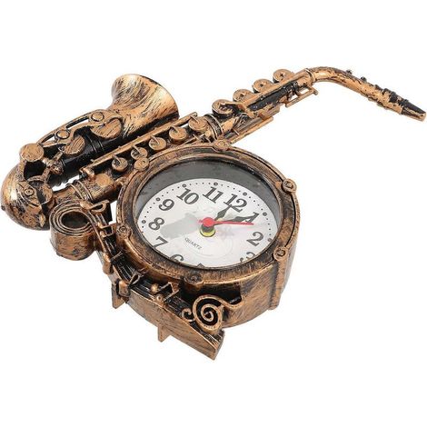Orologio decorativo vintage, statuetta di sassofono, orologio da tavolo, orologio da scrivania. (1/5)