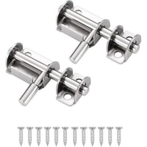 Lot 2 targettes inox pour portes coulissantes – Mini-loquets, parfaits pour jardin, baie et entrepôt (argent) (1/5)