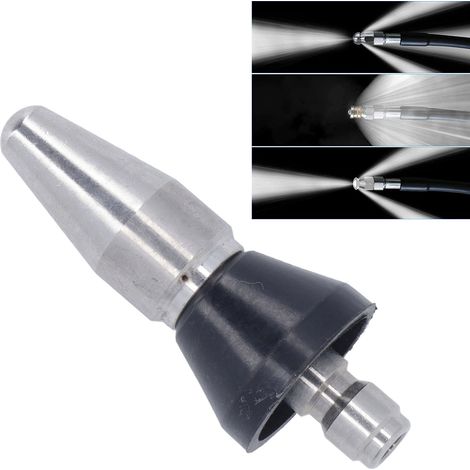 Buse de vidange pour nettoyeur haute pression 5000 PSI, mini buse de vidange compacte et durable, tuyau de vidange haute pression, grand orifice - 1 trou avant, 3 trous arrière (1/5)