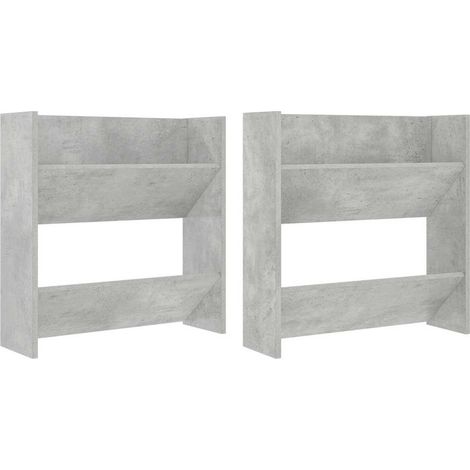 Scarpiere Mobile per scarpe Muro 2 pz Grigio Cemento 60x18x60cm Legno Multistrato (1/5)