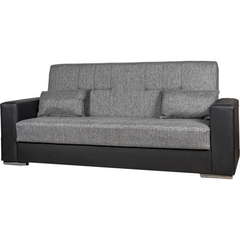 divano letto "padova" 3 posti nero e grigio, 230x93x97 cm (1/4)