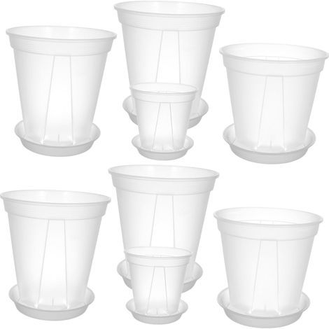 8 Pièces Pots de Jardin Plastique Transparent avec Contrôle Racinaire Épais pour Orchidées Plantes Roses Pots Respirants Polyvalents pour Plantation Intérieure et Extérieure (1/5)