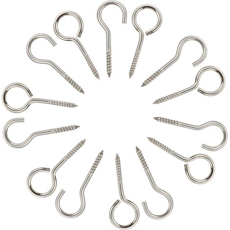 12 crochets à vis, inox, pour plafond et mur et objets suspendus (1/5)