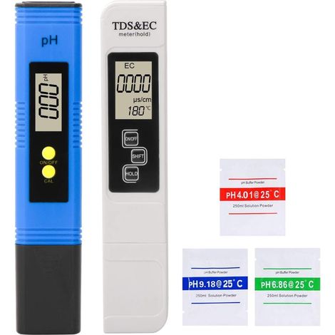 Medidor electrónico de calidad del agua, pH, TDS y EC, calibración automática, 3 en 1 (TDS, pH, EC y temperatura) para piscinas, acuarios, sistemas de ósmosis inversa y laboratorios. (Medidor de pH az (1/5)