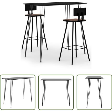 Barhocker - 3-tlg. Bar-Set Schwarz (1/5)