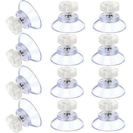 12 Grandes Ventouses Ventouses en Plastique Ventouse Anti-Collision Transparente en Caoutchouc Vis Écrou en Métal Ventouse Solide en PVC Transparent Remplacement avec Écrou de Vis (25M5-6) (1/4)