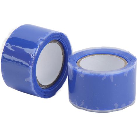 Vendu par lot de 2 rouleaux (2,5 x 150 cm). Ruban silicone auto-fondant, ruban de réparation de tuyaux, ruban silicone haute résistance et étanche, ruban bleu pour la réparation des fuites de tuyaux. (1/5)