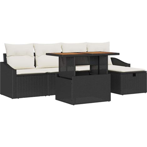 Maison Exclusive - Conjunto de sofá de jardín 6 pcs Negro ratán s