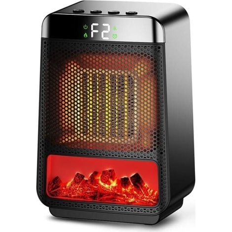 Radiateur d'appoint, radiateur céramique ECO PTC avec minuterie et lumière d'ambiance 3D (pour salon, salle de bain, bureau) (1/5)