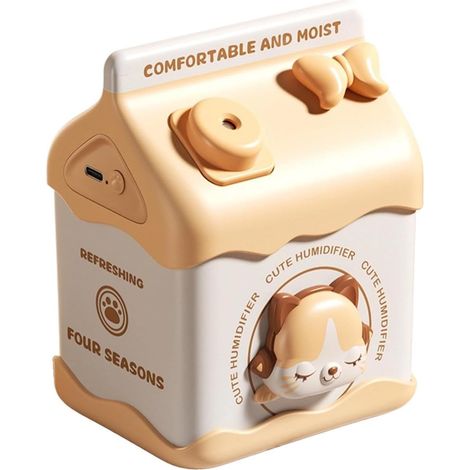 Humidificateur d'air de bureau en forme de brique de lait avec 2 réglages Humidificateur pour chambre pour bureau, dortoir, chambre d'enfant, , chevet, table de nuit (1/5)