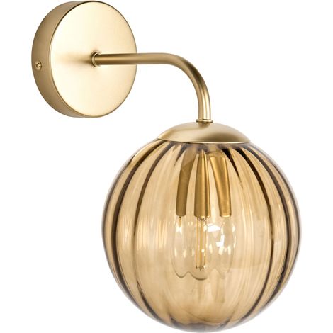 Wall Lamp Dark Brown Glass Iron Globe Shade Light Lighting Bedroom Living Room Retro Art Deco BOOMI (1/5)