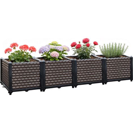 Jardinière surélevée auto-arrosage approfondie 36 cm, 180 L, grande jardinière pour plantes d'extérieur, patio surélevé, pot de fleurs et légumes, kit de plantation avec trous de drainage (1/5)