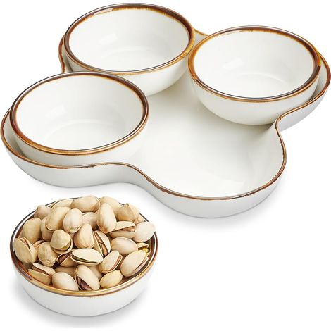 Small Bowls for Sauces, Dip Bowls, Small Serving Bowls, Appetizer Tray with 4 Removable Bowls, Decorative Tray for Fruit, Vegetables, Sweets, Snacks (1/5)