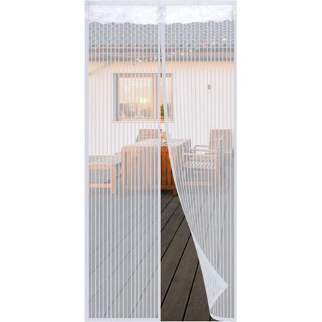 Cortina mosquitera magnética para puertas de hasta 90 cm x 210 cm (blanca) (1/5)